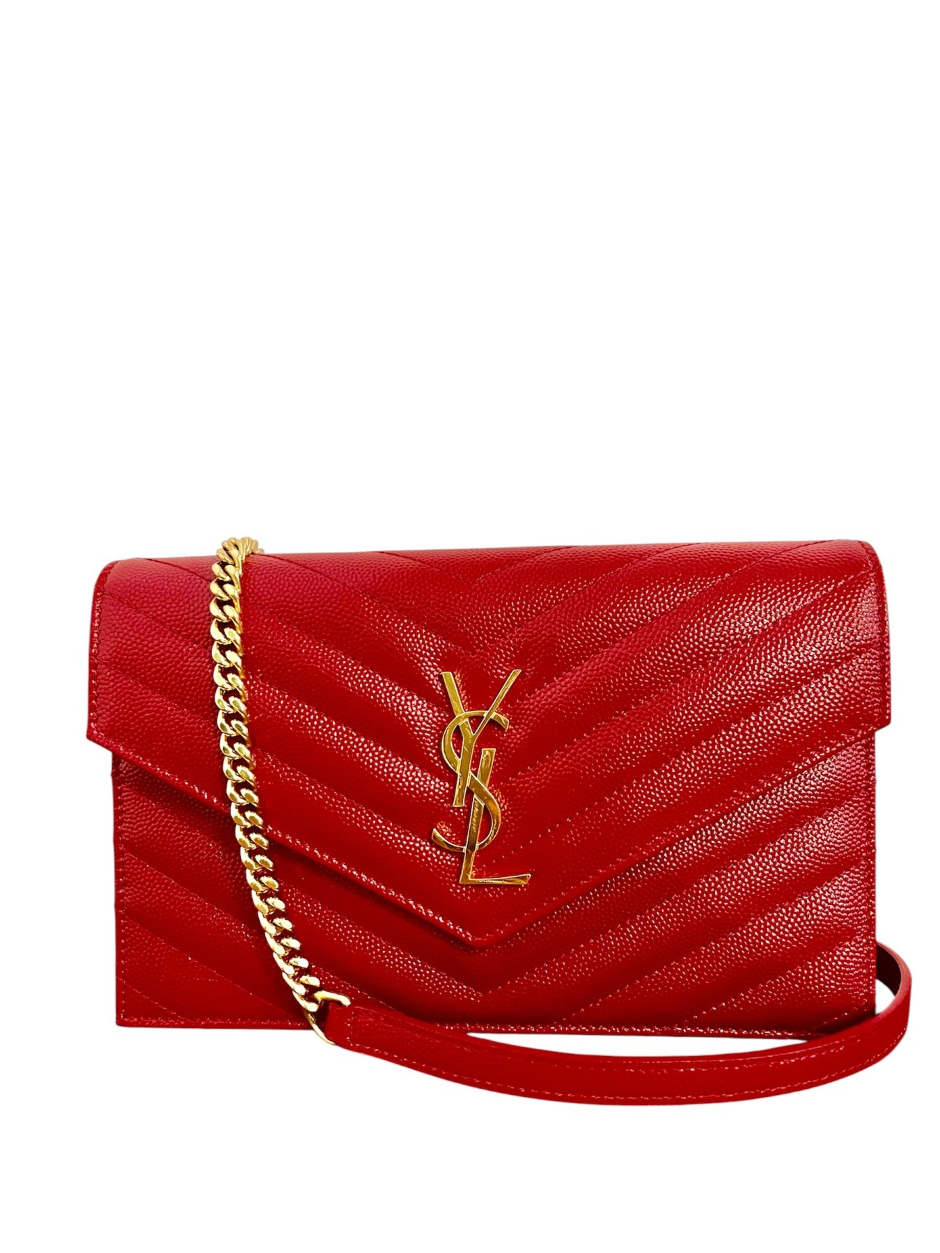 【佐久市のブランド品買取実績】サンローラン(SAINT LAURENT) チェーンウォレット ショルダーバッグ レッドをお買取り|ブランドショップサンクス佐久店